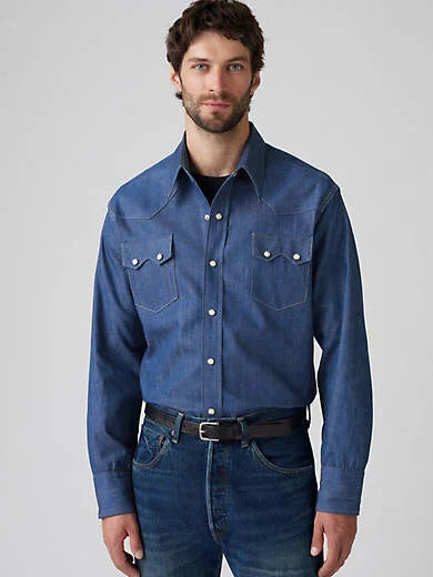 Shorthorn Sawtooth Western Shirt - Shorthorn Rigid - Dark Wash