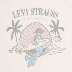 Short Sleeve Mermaid Graphic Tee Little Girls 4-6 - Antique White