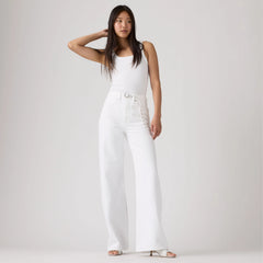 Ribcage Wide-Leg Belted Women's Jeans - Tooth Fairy - White