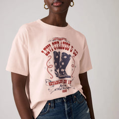 Graphic Logo Vintage Short Sleeve Tee - Poster Daisy Boots C - Pink