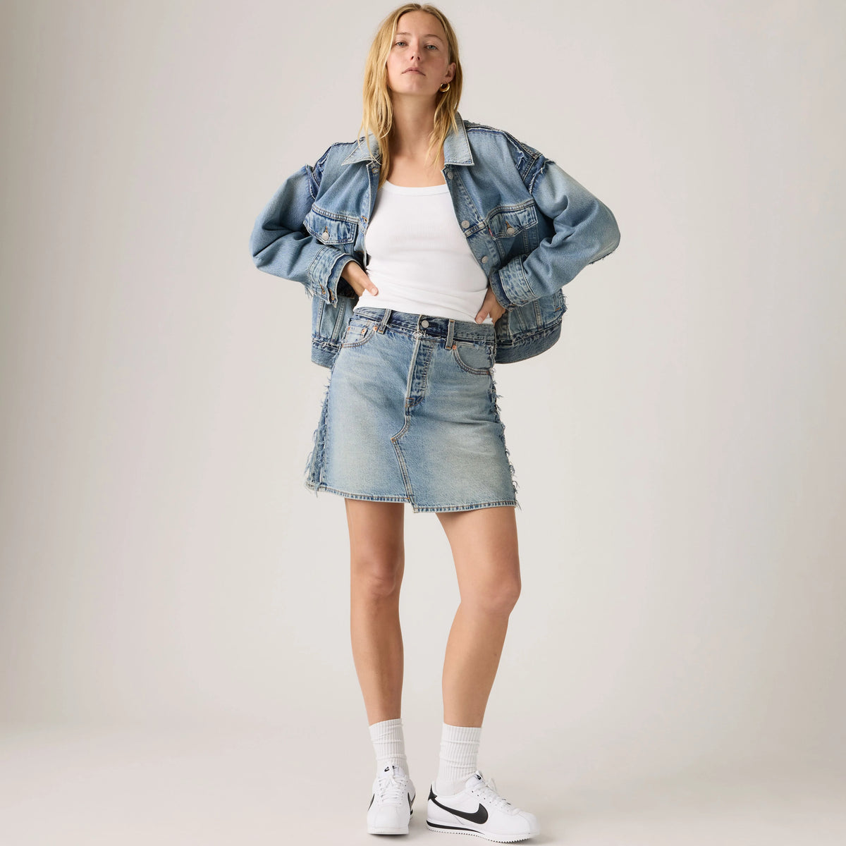 Deconstructed Edge Skirt - Upon Reflection - Medium Wash