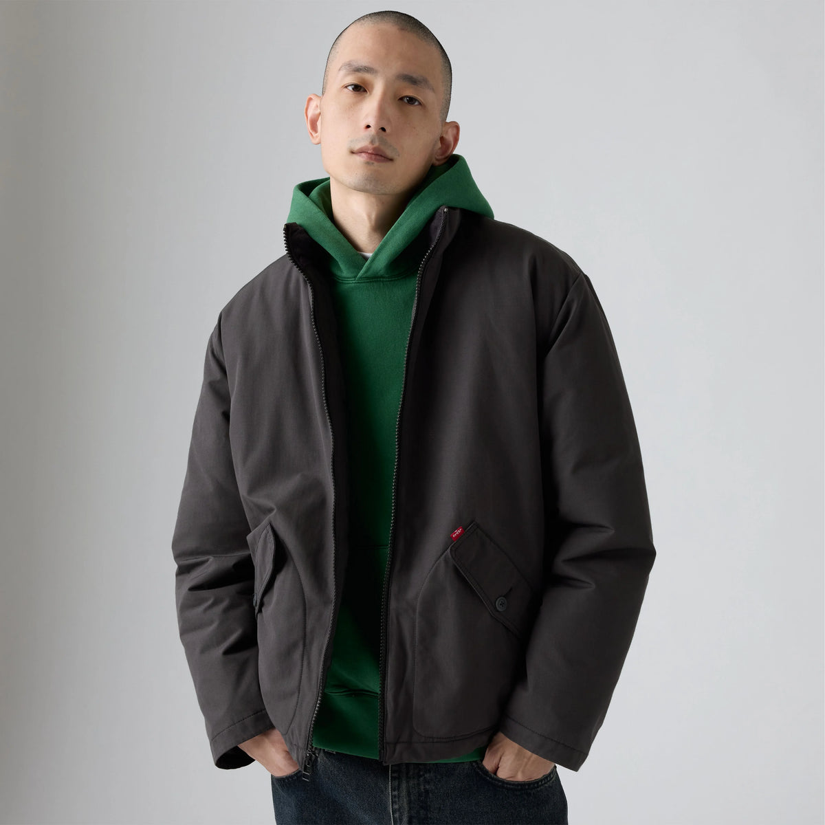 Briggs Short Puffer Jacket - Dark Phantom - Black