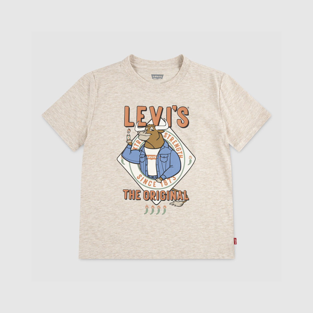 Bull With Hot Sauce Tee Big Boys 8-20 - Almond Heather - Beige