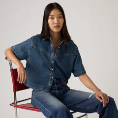 Logan Short-Sleeve Denim Shirt - Tencel Tinted Times - Dark Wash