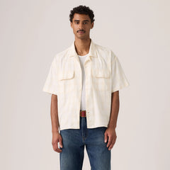 Boxy Utility Camp Shirt - Atkins Plaid Egret - White