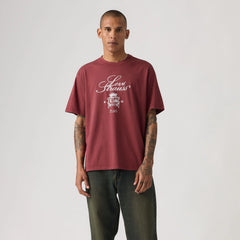 Relaxed Fit Vintage Graphic T-Shirt - Alt Prep Script Oxblood Red - Red