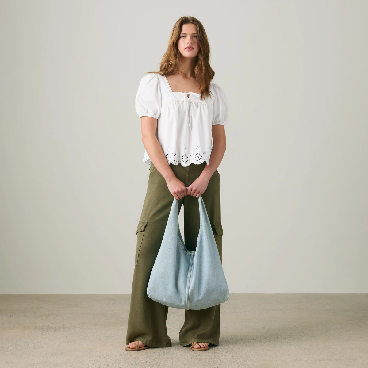 Darling Short-Sleeve Cutwork Blouse - Bright White - White