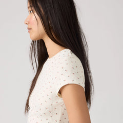 Dry Goods Short Sleeve Tee - Abbey Ditsy Coral Bl - Pink