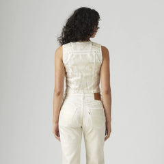 Coated Bella Denim Corset Top - Luminary Vest - White