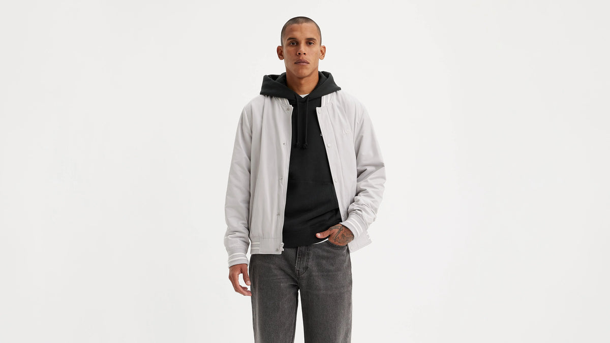 Cavalry Twill Varsity Bomber Jacket - Grey Violet - Grey