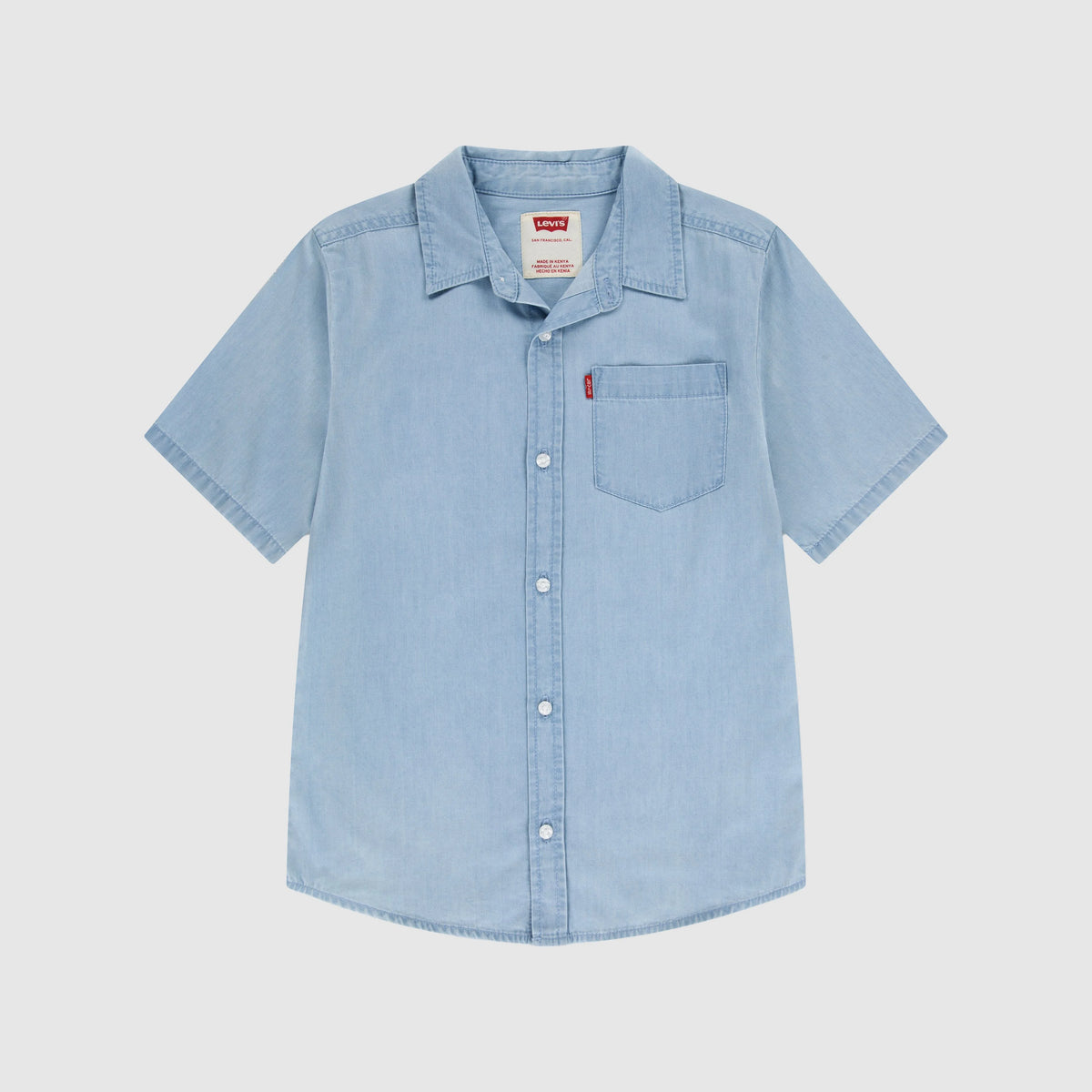 Short Sleeve Woven Shirt Big Boys 8-20 - Avalon - Light Wash