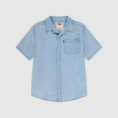 Short Sleeve Woven Shirt Big Boys 8-20 - Avalon - Light Wash