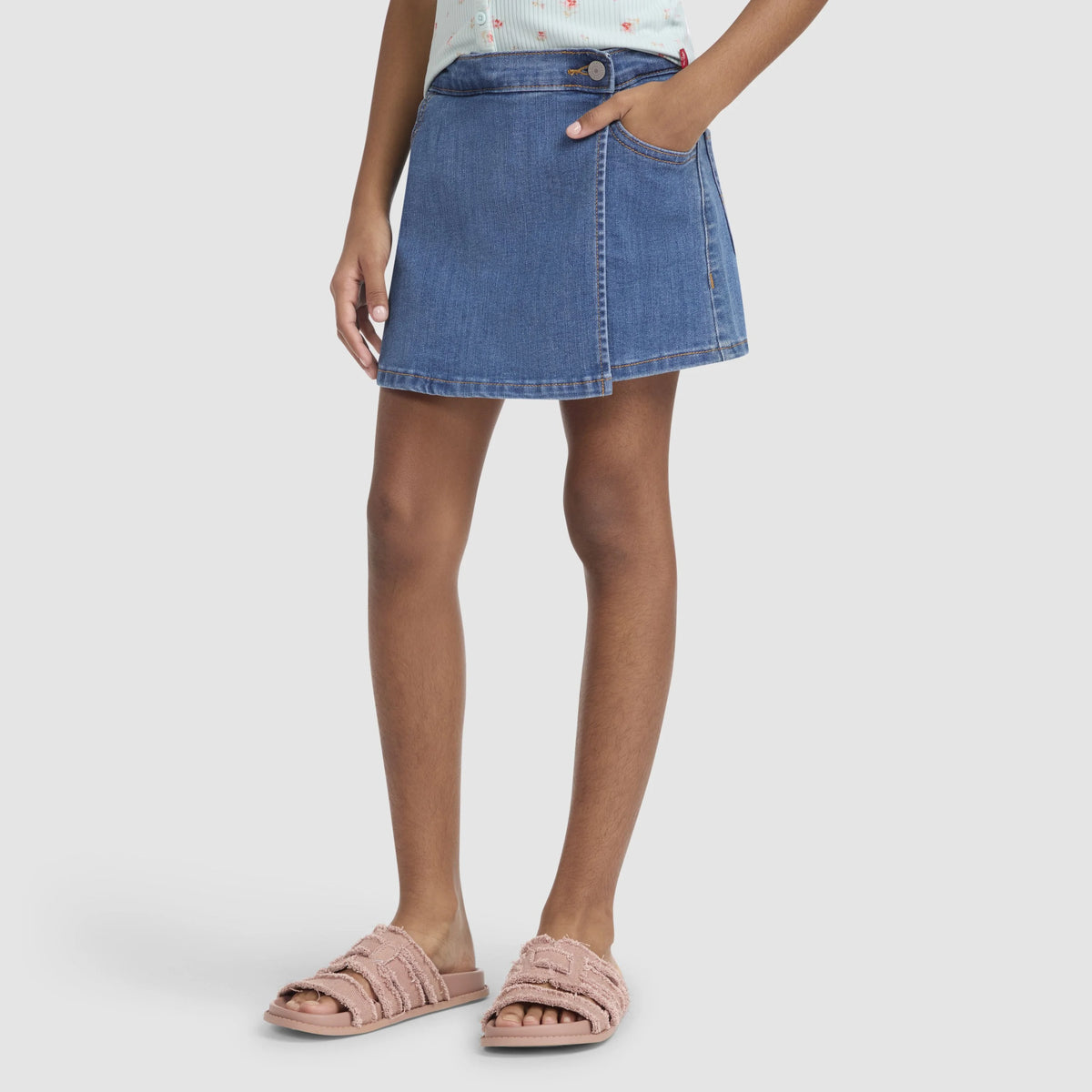 Denim Skort Big Girls 7-16 - Dance Around - Medium Wash