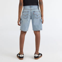 Denim Cargo Shorts Big Boys 8-20 - From Scratch No Destruction - Light Wash
