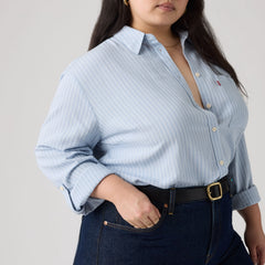 Darlene Shirt (Plus Size) - Cannita Stripe Kentu - Blue