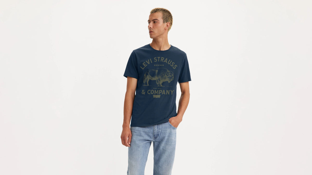 Standard Fit Classic Graphic T-Shirt - Buffalo Dress Blues - Blue