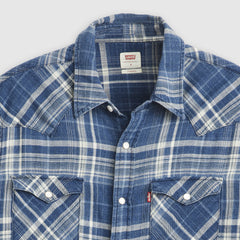 Classic Western Standard Fit Shirt - Indigo Plaid - Blue
