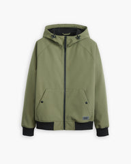 Soft Shell Hoodie Bomber Jacket - Thyme - Green