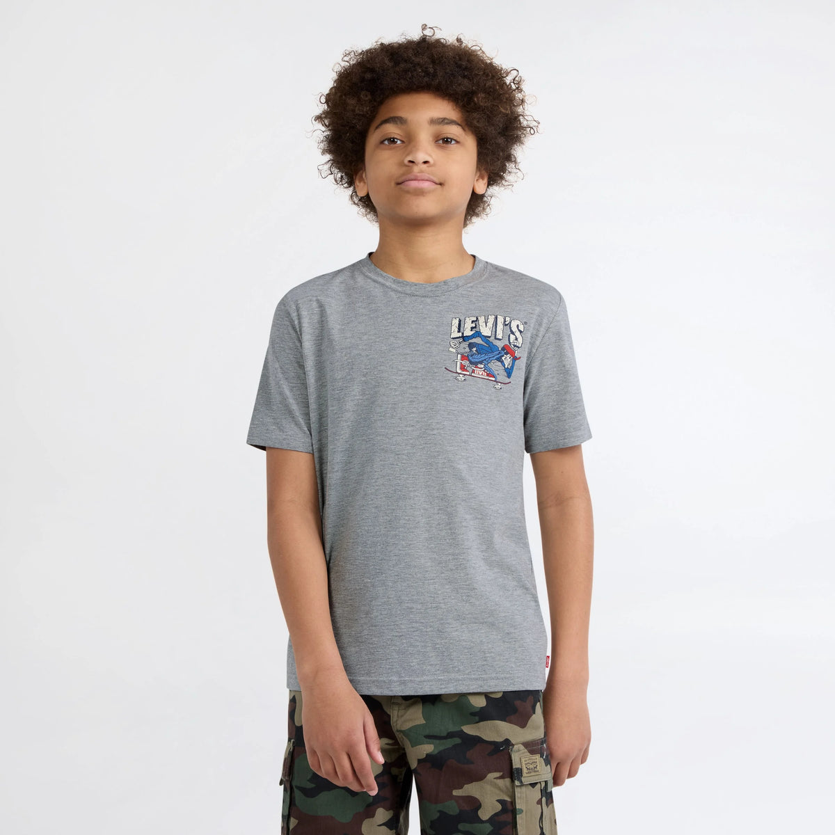 Skateboarding Skeleton Tee Big Boys 8-20 - Heather Grey