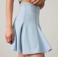 Godet Mini Lightweight Skirt - Of Course Stone - Medium Wash
