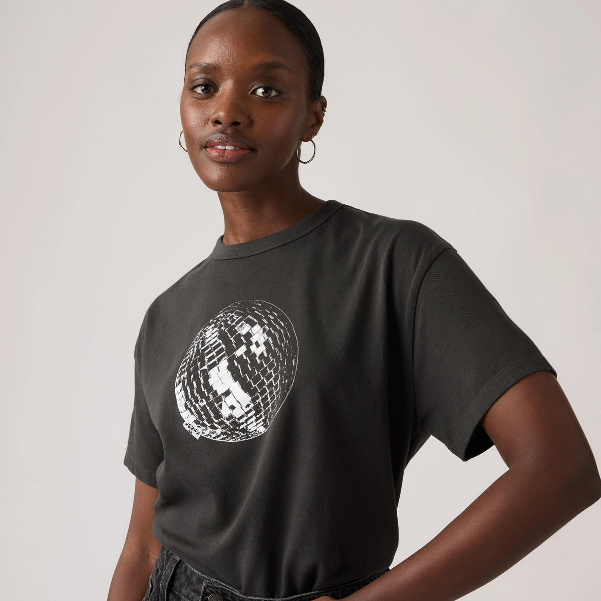 Graphic Logo Vintage Short Sleeve Tee - Disco Ball Pirate Bl - Black