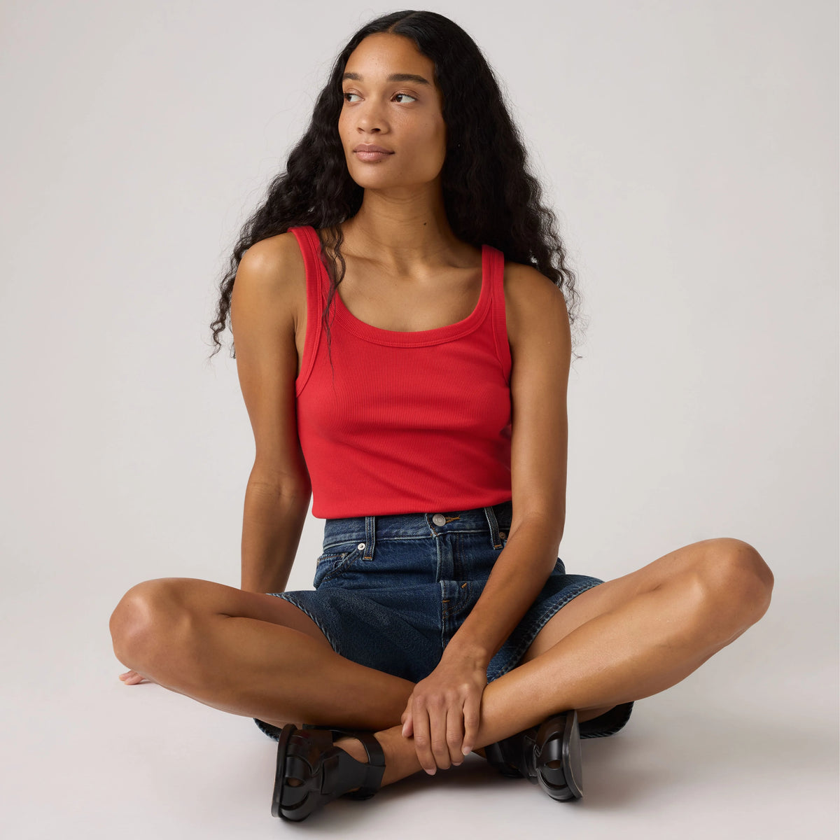 Essential Ribbed Tank Top - Urban Red - Red