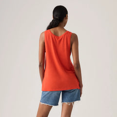 Lori Linen Scoop Tank Top - Signal Red - Red