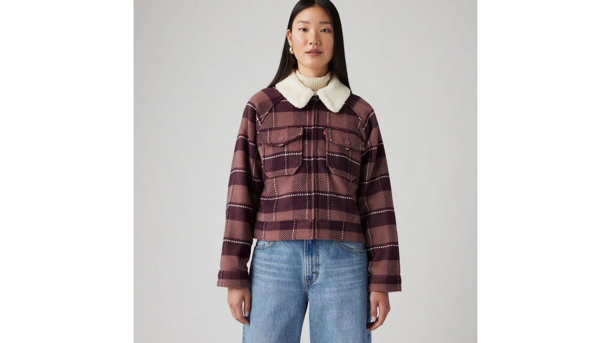 Shrunken '90s Flannel Jacket - Gough Plaid Rose Taupe - Pink