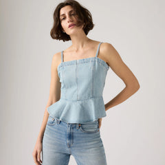 Anderson Flounce Lightweight Top - Face Value Flounce - Light Wash