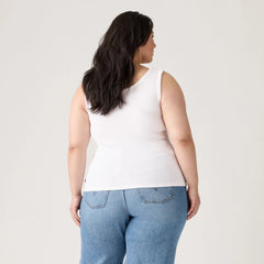 Hayes Ribbed Tank Top (Plus Size) - Bright White - White
