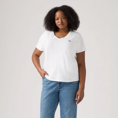V-Neck T-Shirt (Plus Size) - Bright White - White