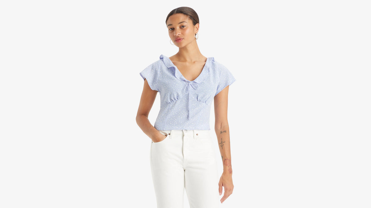 Mylene Blouse - Galia Dot Coral Red - Red