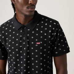 Housemark Polo Shirt - Maron Ditsy Jet Black - Black