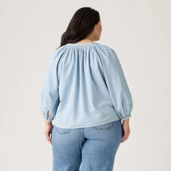 Phoebe Blouse (Plus Size) - Soft Current - Light Wash