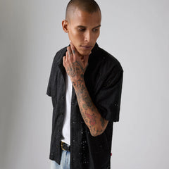 Sunset Camp Eyelet Shirt - Jet Black - Black