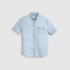 Short-Sleeve Classic One Pocket Standard Fit Shirt - Franklin Stone Wash - Blue