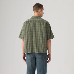 Boxy Utility Camp Shirt - Atkins Plaid Mulled Basil - White