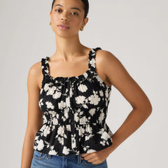 Vera Sleeveless Blouse - Jonna Floral Anthrac - Black