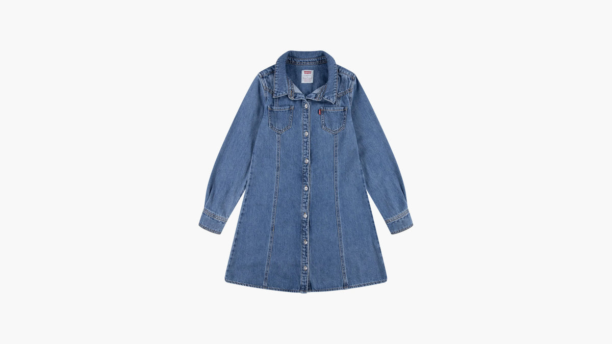 Western Denim Shirt Dress Little Girls 4-6x - Drew me In - Blue