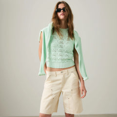 Baggy Dad Utility Women's Shorts - Yeah No Yeah Utility - White