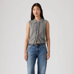 Supersoft Mini Ruffle Vest Top - Dark Heather - Grey