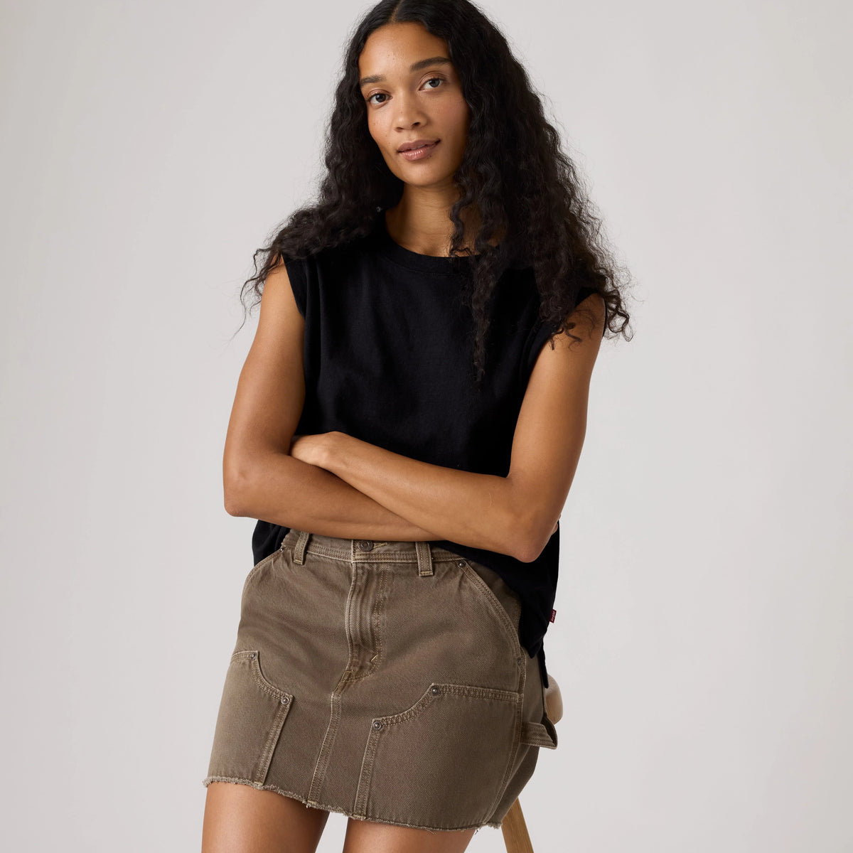 Boxy Tank Top - Anthracite Night - Black