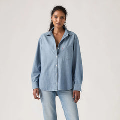 Harlie Boyfriend Button Down Shirt - Good Daze - Medium Wash