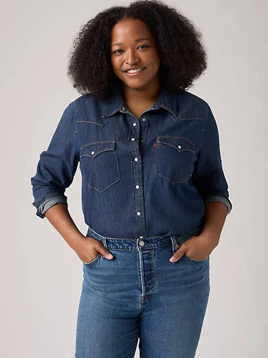 Ultimate Western Shirt (Plus Size) - Smokin' Hot - Dark Wash