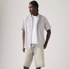 Authentic Short-Sleeve Button-Down Shirt - Aldwyn Stripe Smoked Pearl - Grey