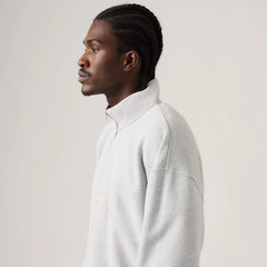 Boxy Quarter Zip Sweatshirt - Light Heather Grey - Grey
