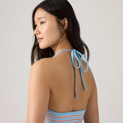 Ella Halter Top - Ines Stripe Air Blue Signal Red - Blue