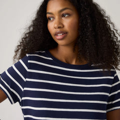 Julie Slub Short-Sleeve Tee - Saint Stripe Peacoat - Blue