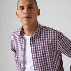 Sunset One Pocket Standard Fit Poplin Shirt - Yahya Plaid Dress Blues Poplin - Multi-Color