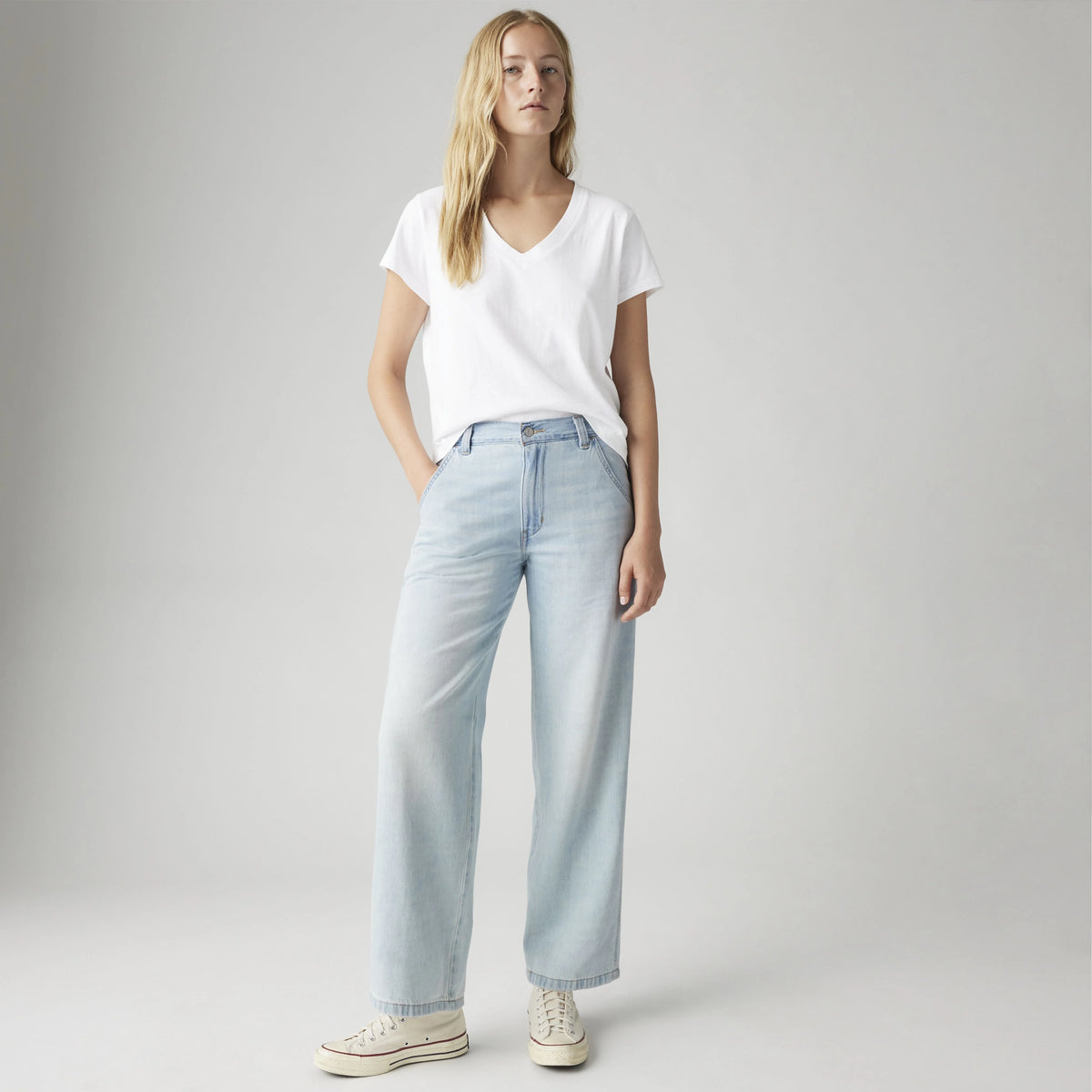 Baggy Carpenter Linen+ Denim Lightweight Women's Jeans - Luxury Trip - Light Wash
